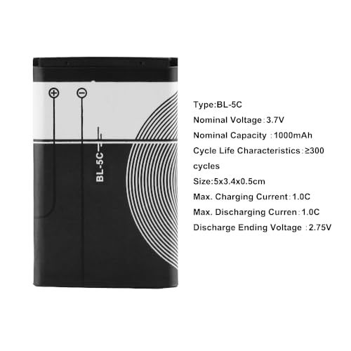 Miniatura 2 de Batería Recargable Bl-5c 3,7 V 1020 Mah Adecuada Para Radio Doméstica Con Protección Actual 2 Piezas Negro