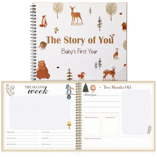 32 Page Baby Memory Keepsake Book with 8 Pocket Woodland First Year the Story of You Baby Book for a Milestone Scrapbook to Record from Birth to Age 1 Gender Neutral Journal Scrapbook Photo Album by Motiskyy - Used condition - US$15.81