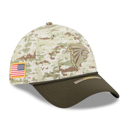 New Era Unisex-Adult NFL 39THIRTY Green Digital Camo 2025 Salute to Service Primary Logo Stretch Fit Flex Football Cap Hat - Atlanta Falcons - Large/X-Large