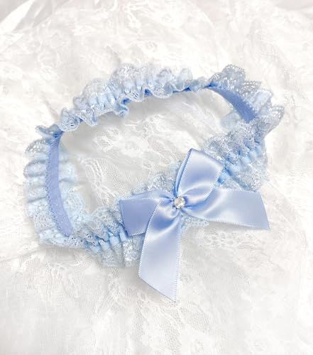Image of Blue Garters for Bride Wedding Garter Set for Bride Bridal Garter Leg Thigh Blue