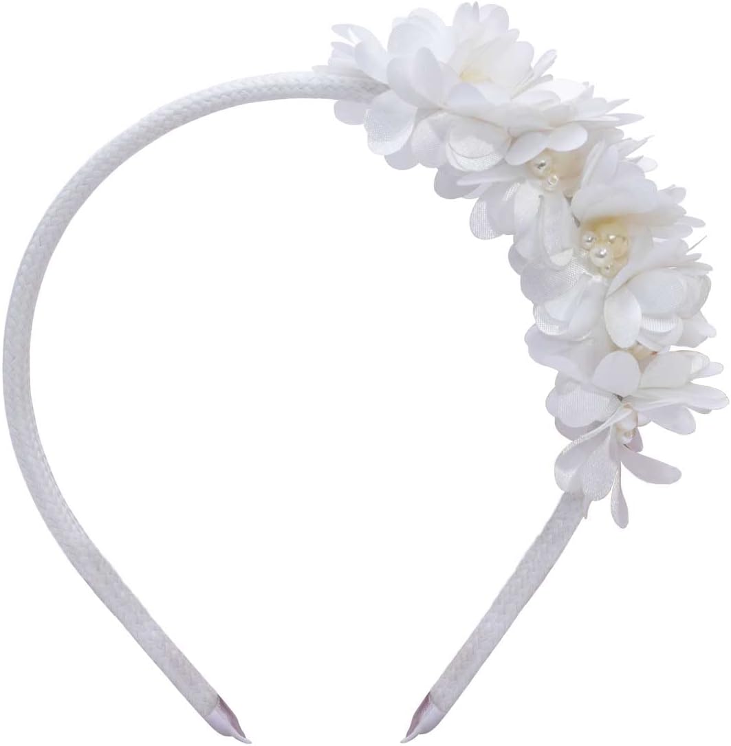 Tiara Arco para Cabelo Popidi Feminina Menina Flor 18.01 (Unico, Branco)