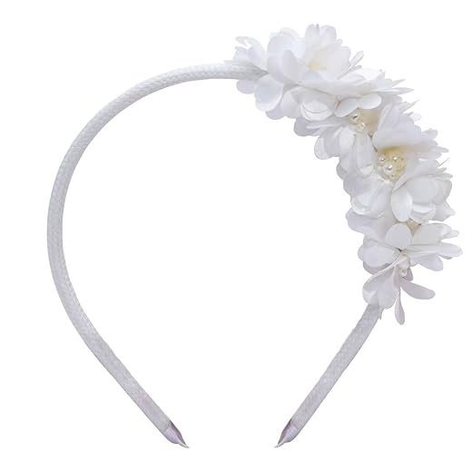 Tiara Arco para Cabelo Popidi Feminina Menina Flor 18.01 (Unico, Branco)
