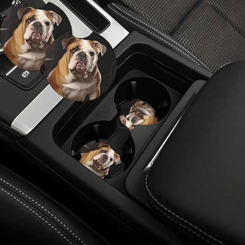 2 Portavasos para Auto Estampado Bulldog Inglés Antideslizante miniatura 2