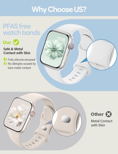 Image of Sport Silicone Band Compatible with Apple Watch Bands 40mm 38mm 41mm 44mm 45mm 42mm 49mm Women Men,Soft Wristband Waterproof Replacement Sport Strap for iWatch Bands Series 9 8 7 6 5 4 3 2 1 SE Ultra