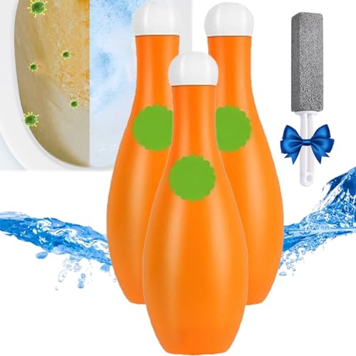 Bowling Blue Bubble Toilet Bowl Cleaner, Automatic Long-Lasting Toilet Bowl Cleaner in Bottle, Toilet Bowl Cleaner Tablets, Toilet Fresheners Deodorizing, Toilet Cleaner for Prevents Limescale (3pcs)