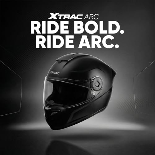 Image of Xtrac Arc Full Face Helmet - ISI Certified Bike Helmet for Men & Women | High-Impact ABS Shell | Clear Scratch-Resistant Visor | Comfortable Inner Padding | Secure Chin Strap for Safe Riding