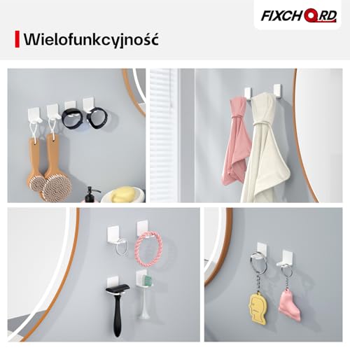 FIXCHORD 4 Szt Stojak na Szczoteczki Elektryczne, Uchwyt na Szczoteczkę do Zębów, Mocny Samoprzylepny Uchwyt na Szczoteczki Elektryczne, Szczoteczki do Zębów Naścienny do łazienki, Biały
