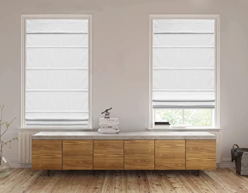 Gma Group Classic Cordless Blackout Roman Shades For Windows - Window Blinds With Blackout Shades Room Darkening Blinds - 23 Inch Width X 64 Inch Length In White #TOP1