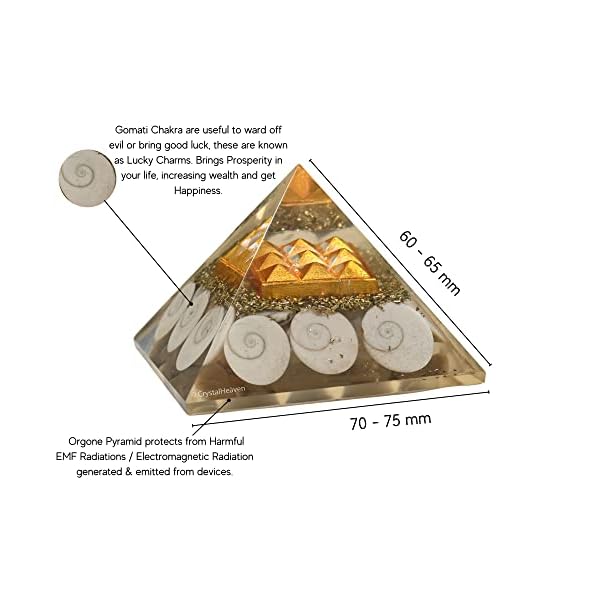 Crystal Heaven Gomti Chakra Pyramid With 9 Pyramid Plate-Orgone Pyramid For Positive Energy,Vastu,Reiki And Chakra Healing - Image 3