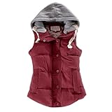 [Ｍｉｎｅｓａｍ] レディース ダウンベスト 中綿 チョッキ フード付き ダウン あったか 可愛い アウトドア カジュアル 大きいサイズ レッド 3XL