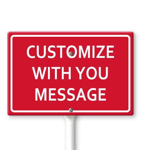 Horienteeon Add Your Own Message-Customizable Yard Sign with Stake 30cm×20cm, Customizable Blank Yard Sign, Sturdy Aluminum Custom Signs Rust Free, Statement Plaque for Outdoor Use (Red)