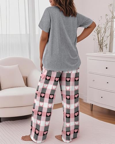 Image of CHICME Womens Pajamas Sets 2 Piece Short Sleeve Lounge Set Printed Loose Pants Pj Sets Loungewear Set