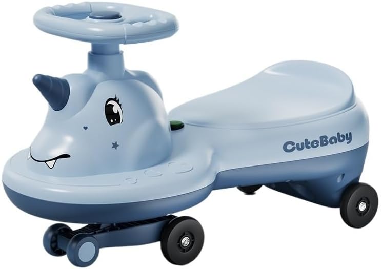 Coche de juguete con luz musical, ruedas intermitentes silenciosas, juguete para niños y niñas de 1 a 6 años (azul, rueda normal)