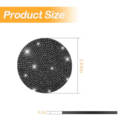 Image of Osilly Bling Car Cup Holder Coaster, 2 Pack Crystal Rhinestone Anti-Slip Insert Coasters, Universal 2.75 Inch Fashion Automotive Cup Mat, Car Interior Accessories Decor Gifts for Women (Black)