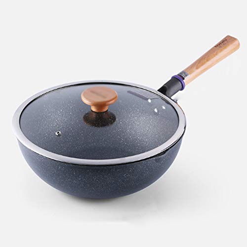 MWUCAIXIA Maifan Stone Wok - Sartén antiadherente para el hogar, sartén de hierro sin humo aceitoso, olla de cocina con cocina de inducción, estufa de gas, sartén general