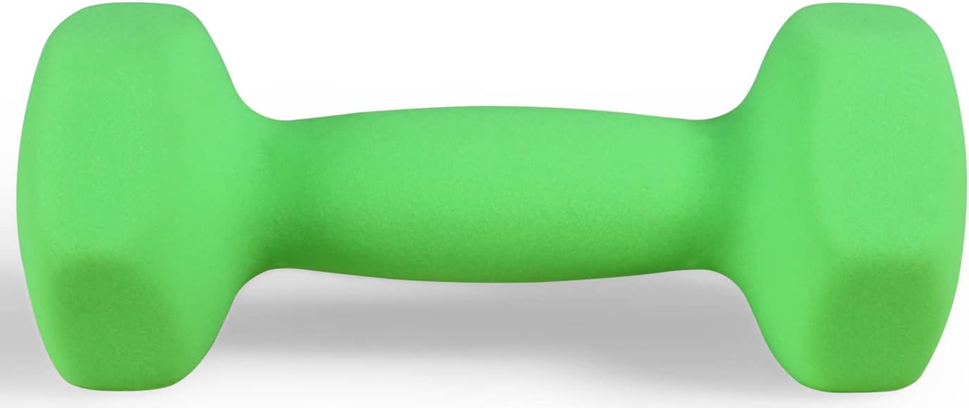 Fitvids Signature Fitness Set of 2 Neoprene Dumbbell Hand Weights – Anti-Slip – 3-Pound Pair – Green