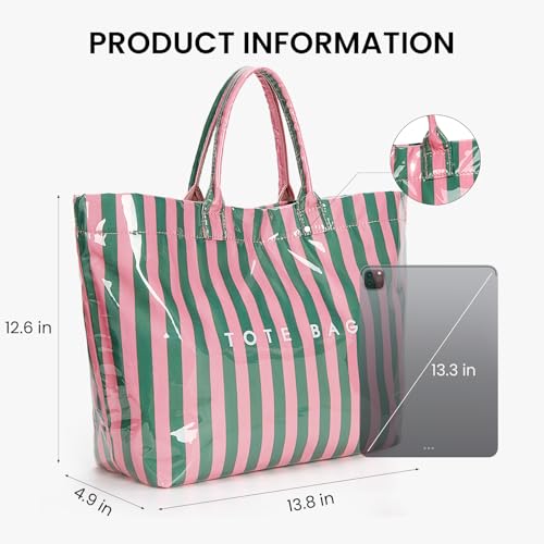 Image of Lushandy PVC Tote Bag for Women Jelly Beach Bag Top Handle Hobo Handbag | Water-Resistant, Wipe Clean, Lightweight