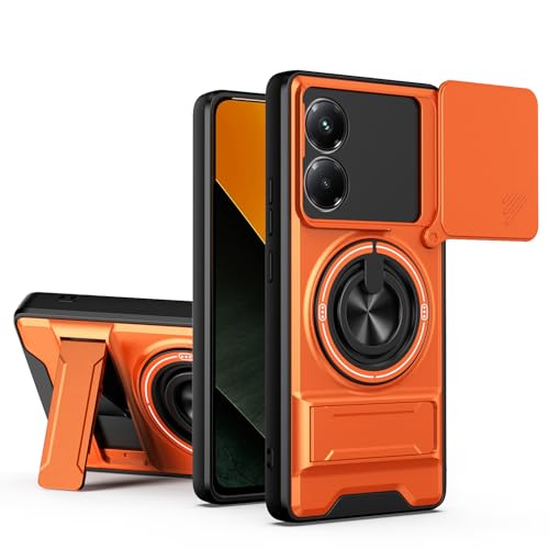 �X�}�z�P�[�X �Ή��@�� for Xiaomi 17 Pro Max 5G �ԍڃ}�O�l�b�g�}�E���g�J���� �X���C�h�����p �����h�~ 2 in 1�yPC+TPU�z�����O�z���_�[ �L�b�N�X�^���h�P�[�X Orange