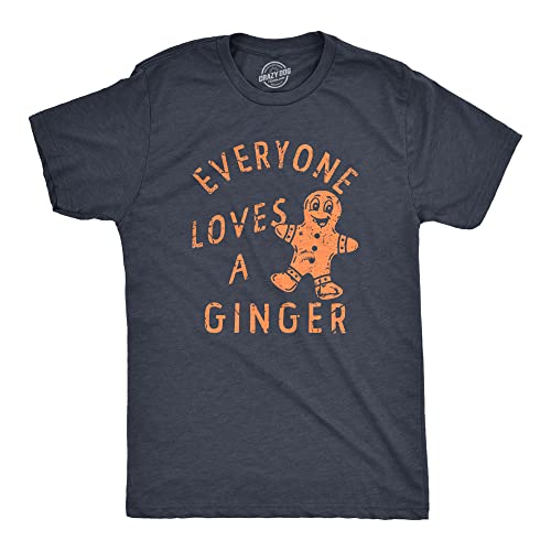 Mens Everyone Loves A Ginger T Shirt Funny Xmas Gingerbread Man Joke Tee for Guys Funny T Shirts...
