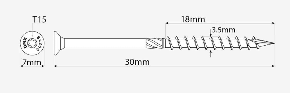 3.5mm x 30mm (Box of 200) Yellow Hardened Carpenter Screws Countersunk Torx Head For Wood Timber Construction High Performance for Sleepers Trade Pack TX15 J10-J13A - Image 2