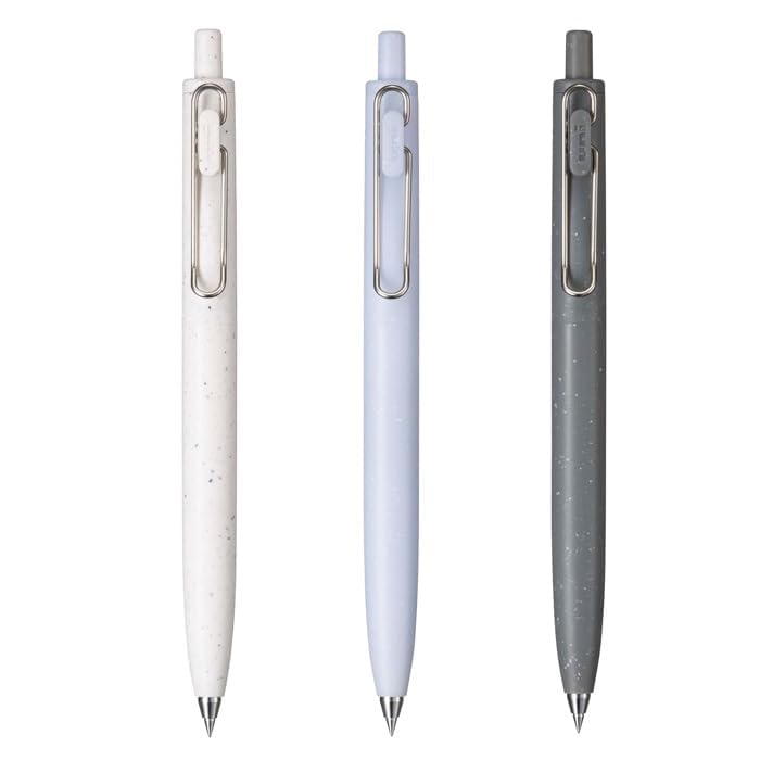 Uni-Ball One F Earth Texture Gel Pen Set of 3 0.38mm Metal Body Japan
