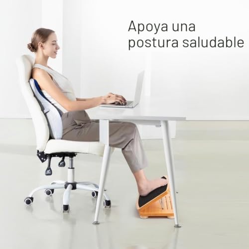 Miniatura 2 de Strongtek Reposapiés De Altura Ajustable, Reposapiés Ergonómico De Madera Para Debajo Del Escritorio, Antideslizante Y Duradero, Ideal Para Oficina Y Hogar