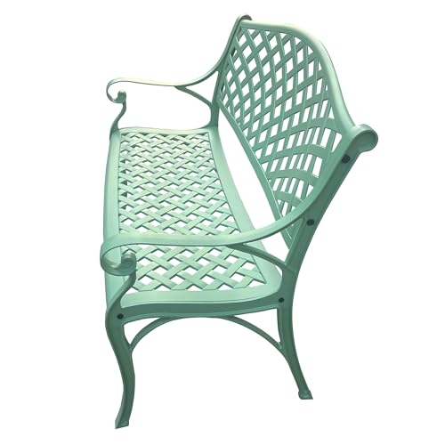 Image of Oakland Living Outdoor Aluminum Modern Seafoam Green Patio Bench Loveseat