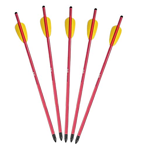 KingsArchery Crossbow Arrows Aluminum 17 inch (5 Pack) Long Arrows Set in Metallic Red for Hunting Crossbow Pistol Precision Target Arrow + KingsArchery Tech Support & Warranty