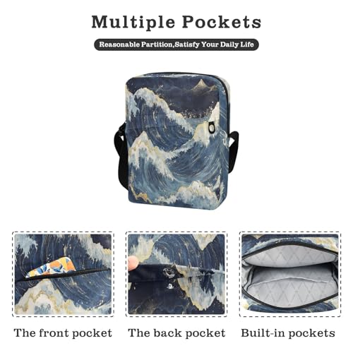 Deep Waves Japanese Style messenger bag Crossbody Bags For Women small crossbody purse Adjustable Strap for outdoor sports business2