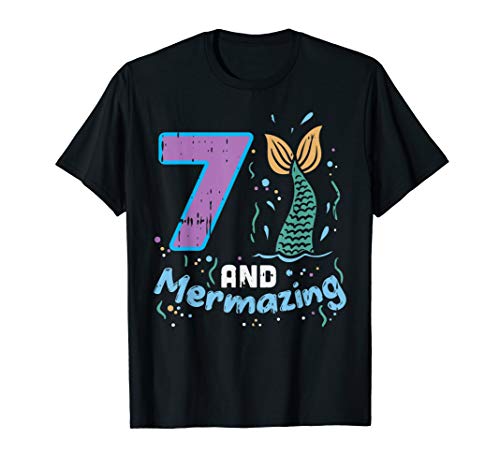 7 And Mermazing Cute Seven Mermaid Birthday Party Girls Gift T-Shirt