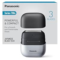 Panasonic ES-CM3BKS511 Series 700 3-Blade Compact Shaver, Wet & Dry Electric Shaver for Men, Beard Sensor, IPX7 Waterproof, USB-C Charging, AC USB Power Adaptor, Black