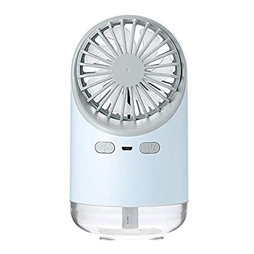 YMHML Misting Fan Mini USB Handheld Humidifier USB Lamp Fan Mist Water Spray Air Condictioning Moisturizing Fan Portable Face Spray Mist Humidifier LED Reading Lamp Cooling Fan USB Rechargeable (Blue)