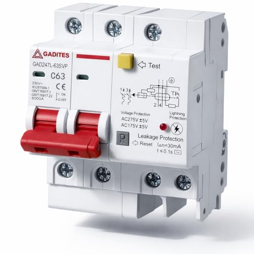 Image of 63 Amp 6-in-1 Electrical Protection Device | Overload, Short Circuit, Leakage (30mA), Lightning, Over & Under Voltage Protection | Switch for Home & Industrial Use (Single Phase)