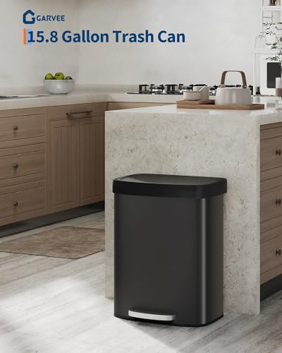 Caneca de basura rectangular negra de 60 L miniatura 2