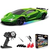 LFOLUSU Remote Control Car RC Drift Car 2.4GHz 1:24 4WD 15KM/H High Speed Racing Sport Car with LED Lights Drifting Tire Racing Sport Toy for Adults Boys Girls Kids Gift