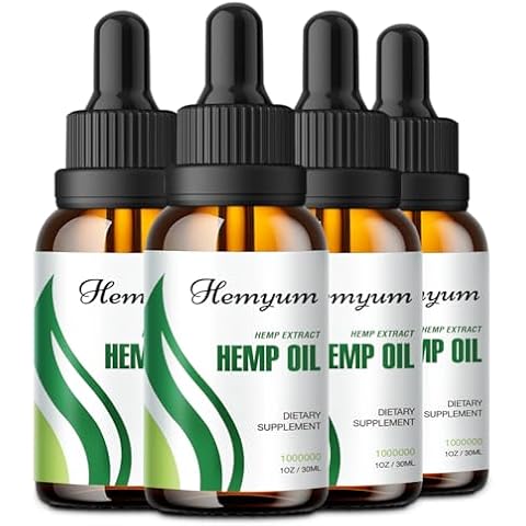(4-Pack) Hemp Oil Drops High Potency - Relief Good Mood - Maximum Strength 1000,000 Natural Relax Hemp Oil - Organic Hemp Oils Tincture Extract - Vegan,Non-GMO,Grown and Made in USA Cover