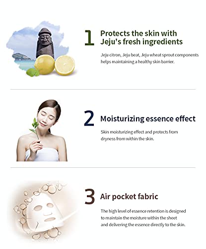 Snp - Jeju Rest Green Tea Korean Face Sheet Mask - Maximum Hydration & Protection For All Dry Skin Types - 10 Sheets Beauty Facial Masks Skincare For Women And Men #TOP2