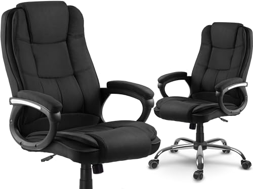 Sofotel Silla de oficina Porto con microrejilla, silla de escritorio con ajuste de altura, cómoda y práctica, mecanismo oscilante TILT con ruedas de goma, 64 x 64 x 125 cm, color negro