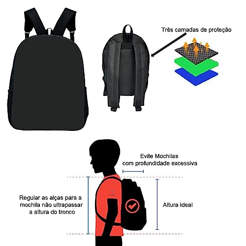 Mochila Infantil Banguela Escolar Estampa Dragão Menino e Menina (Preto)