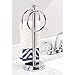mDesign Steel Towel Rack Holder Stand with 2 Hanging Rings for Bathroom Vanity Countertops - Space Saving Hand Towel Holder - Hyde Collection - Chrome/Brushed