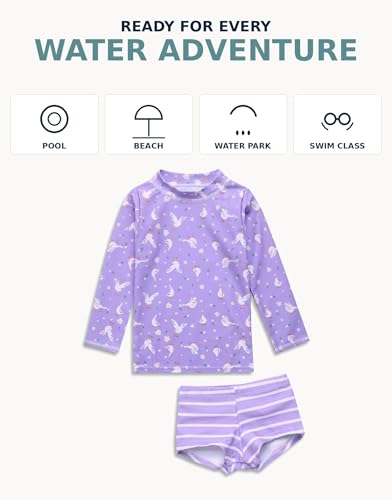 Image of VAENAIT BABY Girls Rash Guard Swimsuit UPF 50+ Long Sleeve Toddler Bathing Suit Ribbon Stawberry Floral Fruit for 2~8Years