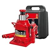 Big Red 20 Ton (40,000 lb) Low Profile Hydraulic Bottle Jack with Carrying Case，Red