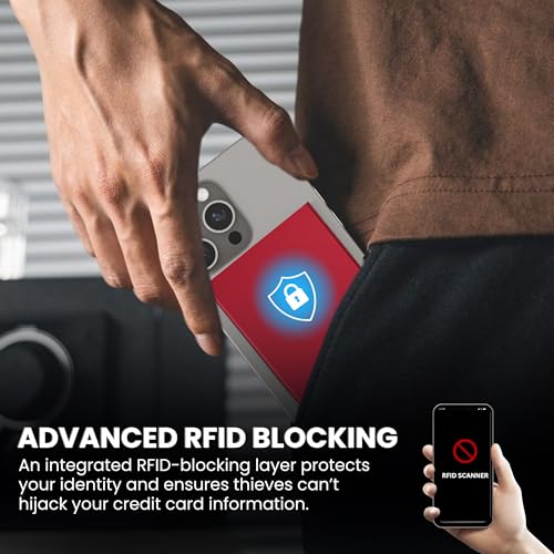 Image of CODE 118 Wallet for Men - Slim Minimalist Aluminum Magnetic Card Holder - RFID Blocking Front Pocket Mag Safe Wallet with Strong Magnet Attachment (Thermal Red)