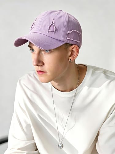 Image of Unisex Ripped Distressed Denim Ring Baseball Cap Hip Hop Vintage Dad Hat Adjustable