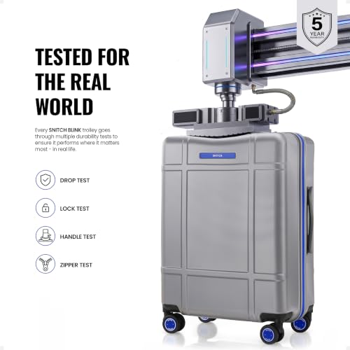 Image of SNITCH Blink Large Size Silver Polycarbonate Hard Travel Suitcase - Large Trolley Bags & Luggage with 8 Wheels, Premium Lock, Wet & Dry Pouch & Free Shoe Bag