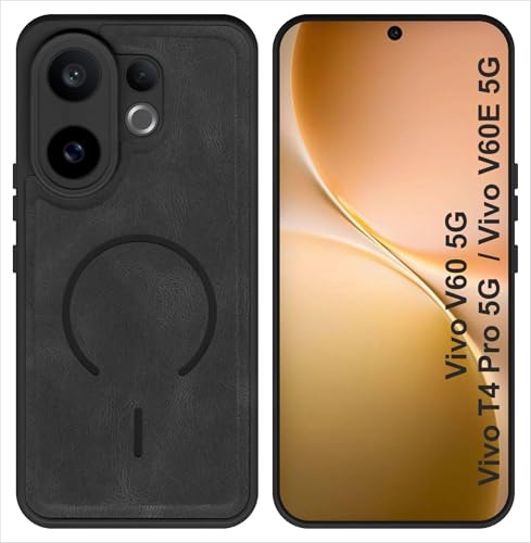 Image of SBMS Back Cover for Vivo V60 5G /T4 Pro /V60E | Ultra Slim Soft Rubberised Hard Case | Oil Feel Soft Leather Back | Mag-Safe Design (Mag-Safe Not Support) | Camera Protection Case for Vivo V60 (Black)