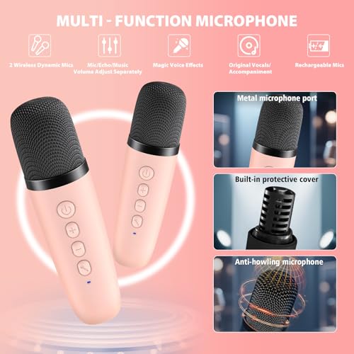 Machine de karaoké portable Bluetooth avec 2 micros sans fil pour animer vos fêtes - 5
