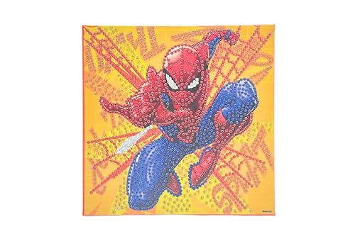 Conjunto de pintura de diamante do Spider-Man, tela que brilha no escuro, 19 x 19 cm, para crianças a partir dos 6 anos, conjunto de artesanato de super-herói com diamantes de imitação, pintura