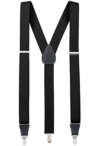 Image of HOLD'EM Suspender for Men Made in USA Y-Back Leather Crosspatch Clip on tuxedo suspenders