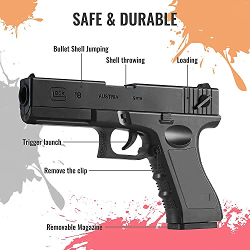 Dress-Up Accessories Glock Foam Blaster Toy Gun - with Magazine and Bullets silencer,Children's Gift (Black)